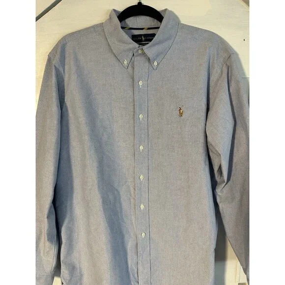 Polo Ralph Lauren Mens Sz XL Long Sleeve Oxford Button Down BSR BLUE Classic Fit - Picture 2 of 5
